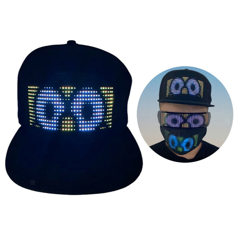 Luminous Glow Bluetooth LED Display Cap Hat Editable for Club Performance