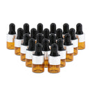 20 Pack Refill Empty Mini Amber Glass Essential Oils Dropper Bottles Jars, 1ml,