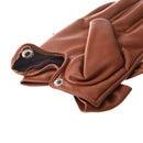 Women's Rivets Butterfly Bow PU Leather Gloves brown(L)