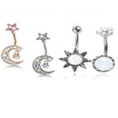 4PC Belly Button Ring Surgical Steel Internally Threaded Piercing Navel Bar
