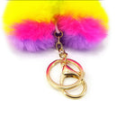 Rainbow Heart Key Chain  Pompom Ball Keychain Fluffy Bag Keyring Xmas Gift 3C