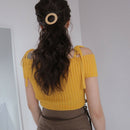 Fashion Retro Elastic Hair Band Geometric Round Square Wood Hair Ring Simpl