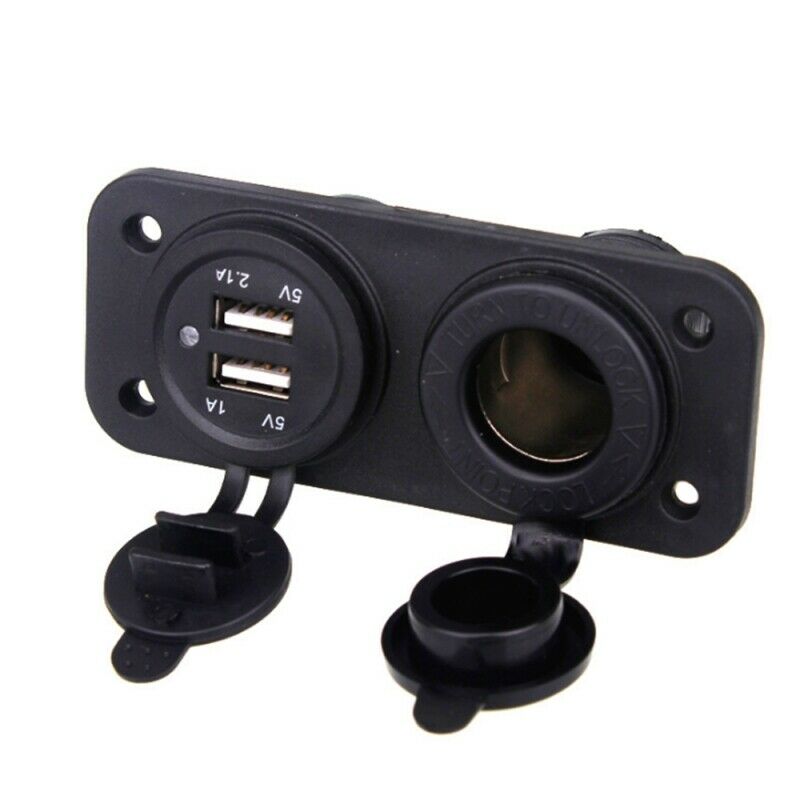 12V 24V LED Dual USB Port Car Charger Adaptor Splitter Cigarette Lighter Socket