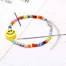 Boho Fashion Women Smile Face Bracelet Multicolor Bead Bangle Charm JewelryJR
