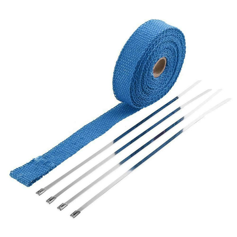 5m Thermal Exhaust Pipe Wrap Heat Resistant Cloth for Car Motorcycle (Blue)