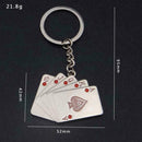 Fashion Poker Hand Playing Cards Royal Flush Keyring Metal Collectables Key G3Y0