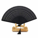 Bamboo Fan Patterned Openwork Dragonfly Pocket Fan Gift Decoration - Black V8V2