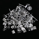 25 Pairs Metal Flat Earrings Pin Post Ear Stud Backs with Back Stoppers