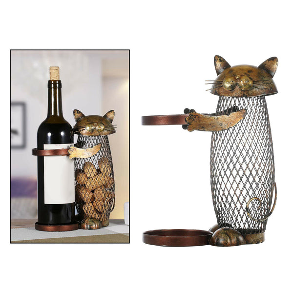 Metal Wine Cork Container Cat Shape Changes Snacks Candy Holder Ornaments
