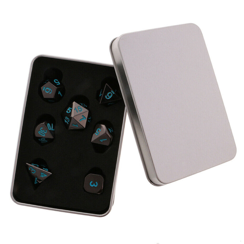 7x Black Nickel D4 D20 Multiple Dice for RPG MTG Gaming Players with