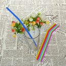 6pcs Reusable Drinking Straws Silicone Cocktail Straws with 1pc Cleaning Brus ES