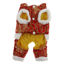 Red Chinese Style New Year Festive Dog Tang Suit Four Legged Jumpsuit S
