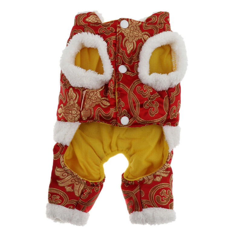 Red Chinese Style New Year Festive Dog Tang Suit Four Legged Jumpsuit S