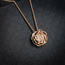 Hollow Flower Zircon Hook Earrings Copper Plated Necklace Women Jewelry Set