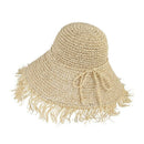 Fringed Straw Hat Bow Wide Grass Female Summer Hat Beach Visor Outdoor Vaca