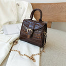 Elegant Leather Mini Shoulder Bags Women Chain Messenger Handbag (Coffee) A