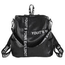 Casual Pu Washed Leather Letters Strip Backpack Korean Large Capacity Trave