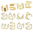 12 Pieces Modern Ear Cuff Non-Piercing Jewelry Earrings Women Unisex Golden