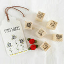 12pcs Flower Lace Square Wooden Rubber Stamp Seal Scrapbook DIY Paper Kit C X6H1