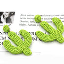 Bohemian Rice Beads Earrings Personality Creative Green Bead Cactus Stitchi P2V6