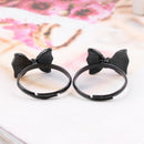 2 Pcs Black Bowknot Bow Tie Open Adjustable Finger Rings for Women Girls SSC