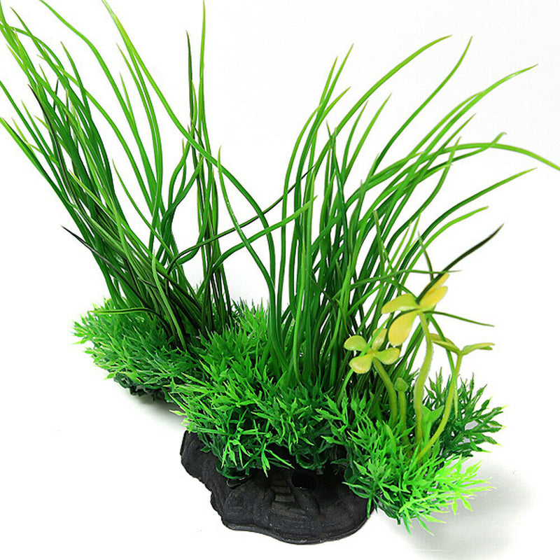 8" Green Artificial Plastic Plant Water Grass Aquarium Decor Fish Tank