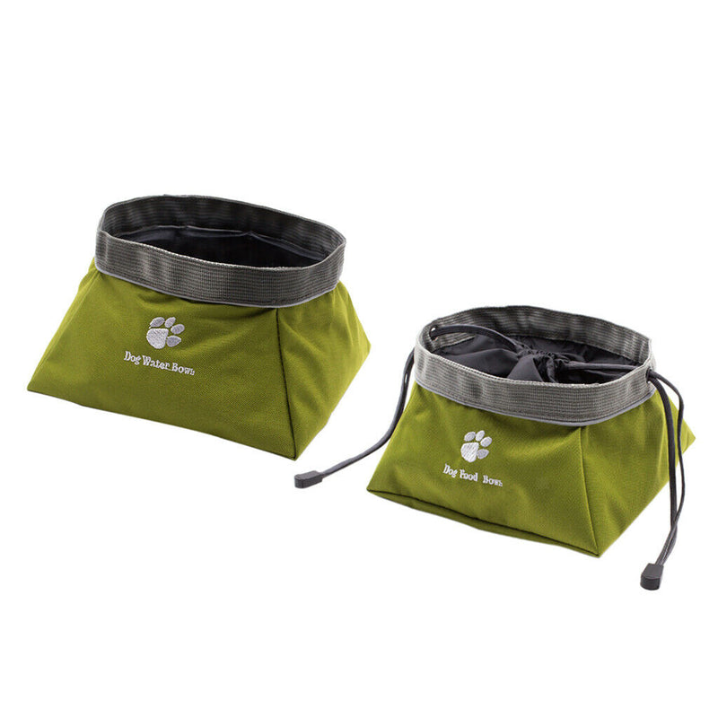 2-pc Travel Pet Bowls Collapsible Dul-use Water & Food Bowls for Dogs & Cats