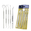 5pcs Stainless Steel Dental Hygiene Kit Tooth Scraper Probe Tweezers Tool