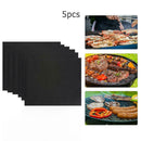5pcs BBQ Grill Mats Heavy Duty Non-stick Reusable PTFE Baking Mats Black