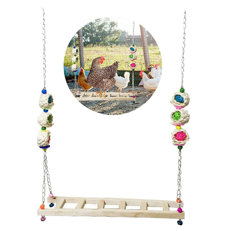 2x Chicken Ladder Swing Wooden Perch Funny for Chicken Large Birds Canary Macaws