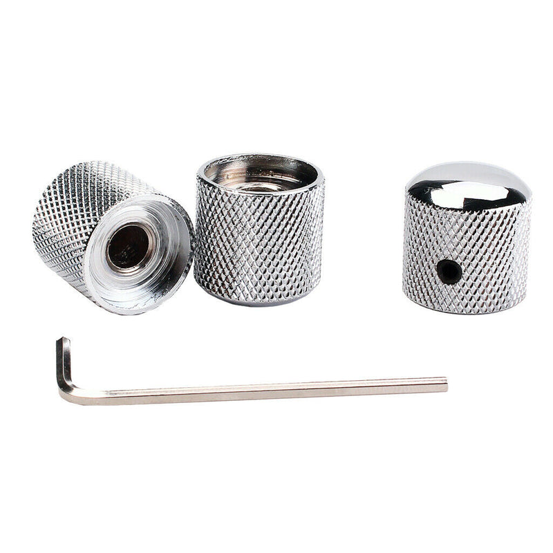 3pcs Professional Chromed Metal Guitar Tone Volume Knob