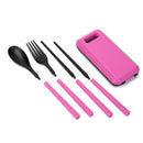 Portable Travel Set ABS Plastic Tableware 3 Piece Set Folding Combination