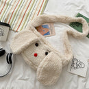 Cute Rabbit Shaped Shoulder Crossbody Bag Women Fleece Street Money Purses