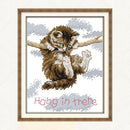 Cat Counted Cross Stitch Kit for Beginners 14 Count White Aida Cloth 18x21cm