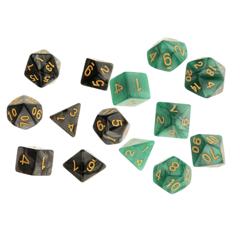 Pack of 14 Opaque Acrylic D20 D12 D10 D8 D6 D4 Dices Die for Dungeons and