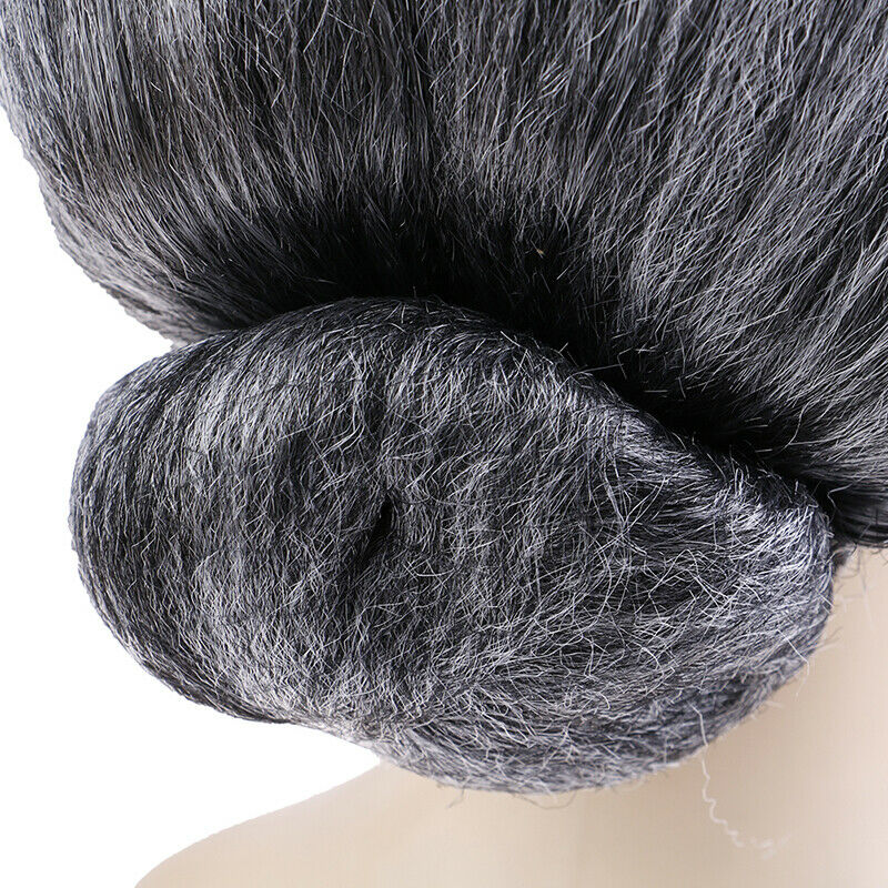 Old Lady Grandma Granny Grey Wig Bun Hair Grand Mother Fancy Dress Costume FT