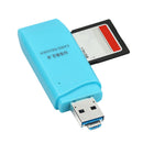 2-in-1 USB 2.0 OTG Multi Memory Card Reader for   SD SDHC SDXC-Blue