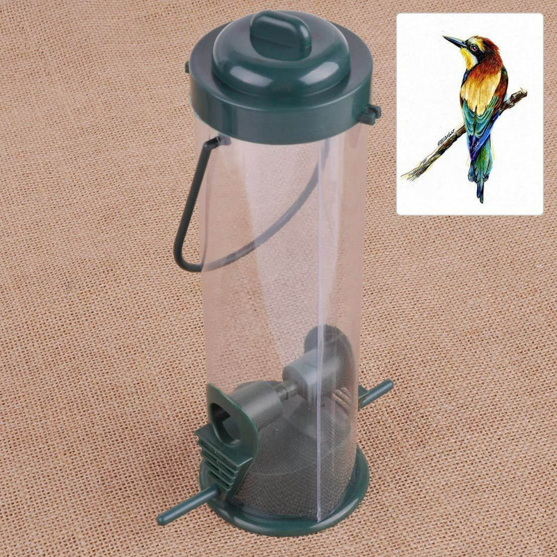 Clear Hanging Wild Bird Seed Feeder Squirrel Perch Garden Outdoor Feeding Cage