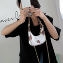 Flower Love Pattern Leather Shoulder Bag Women Chain Hobos Tote Handbag (S) A