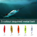 5pcs Metal Spoon Fishing Lure Spinner Colorful Sequins Artificial Hard Bait