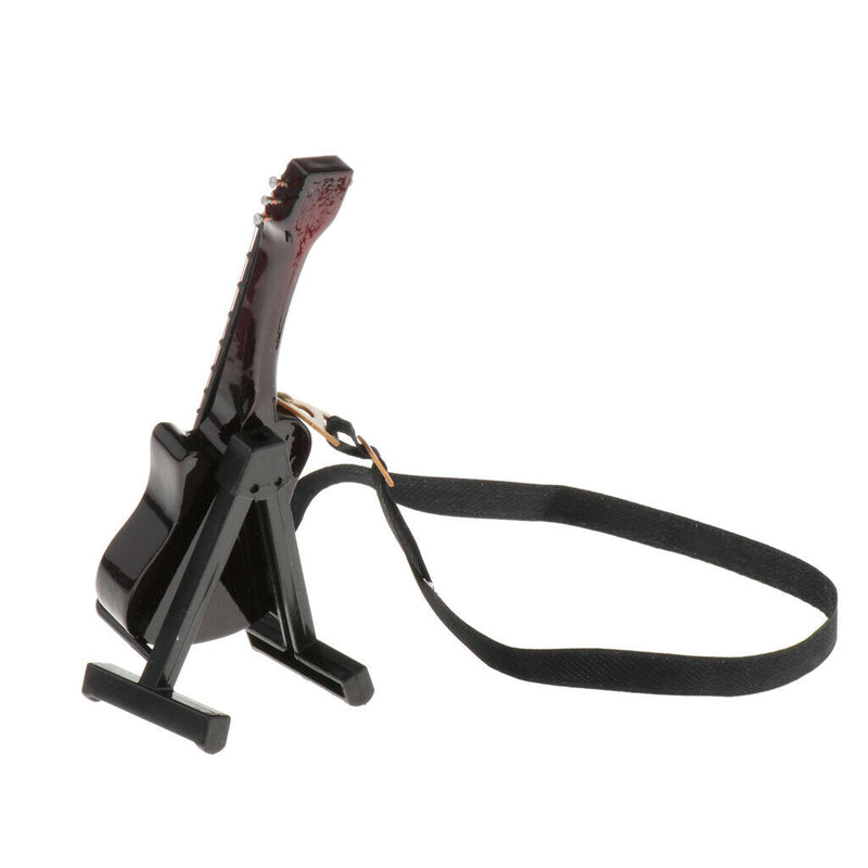 1/12 Miniatures Guitar (with Case and Stand) Musical Instruments Set