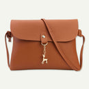 Pure Color Deer Pendant Shoulder Handbags Women Crossbody Bag (Light Brown)