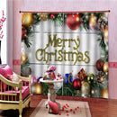 Christmas Curtains Baubles Pine Twig Print Living Room Window Drapes 2 Panel