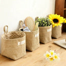 cotton linen art flower pot small sack hanging jute cotton dot storage bask K4F7