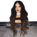 Women Synthetic Hair Full-Wigs Natural Long Wavy Wig Heat Resistant Black &Brown