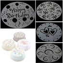4* Birthday Cake Stencils Template Mold Embossed Spray Flower Cake F6M9 Fon R2T8