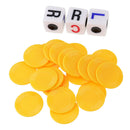 3 Pieces Plastic Dice with Casino Poker Chip Set for Children Kids Christmas