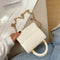 Women Mini Shoulder Bag Alligator PU Tote Chain Crossbody Pouch (White)