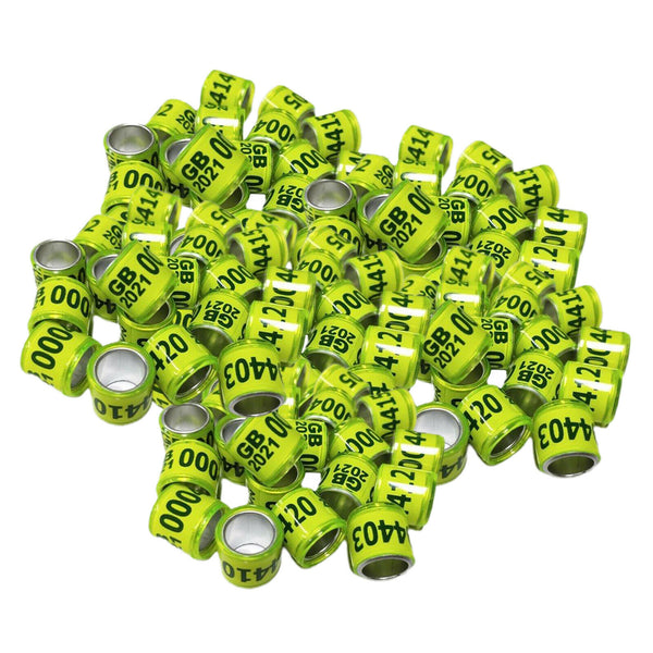 Set of 200 2021 Aluminium Bird Racing Pigeon Foot Rings Bands 8mm Multicolor