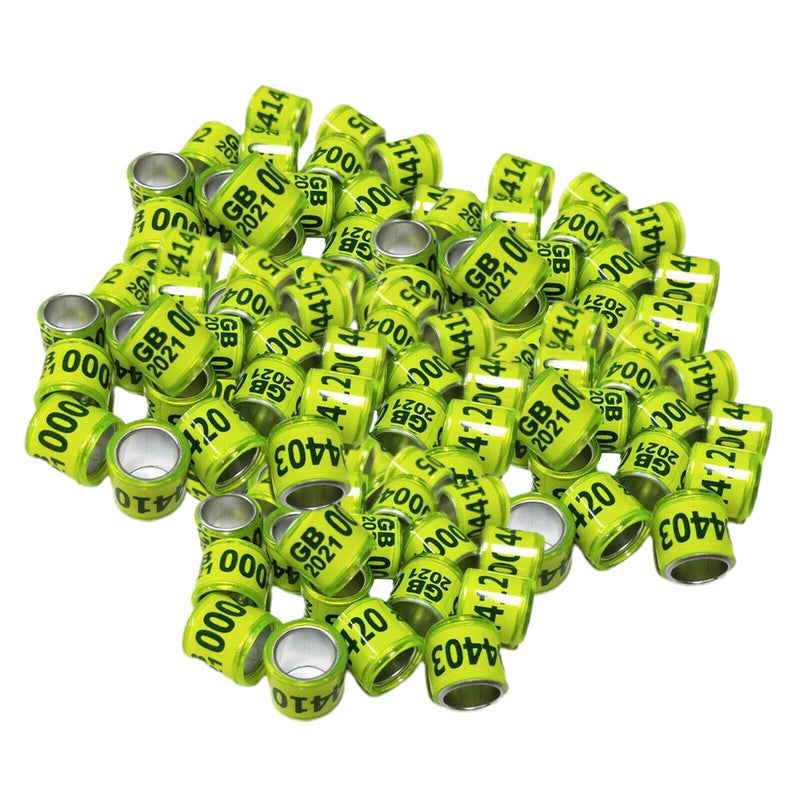 Set of 200 2021 Aluminium Bird Racing Pigeon Foot Rings Bands 8mm Multicolor